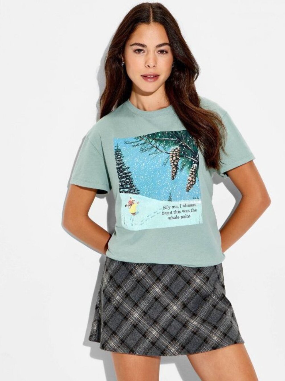 NEW Women's Richard Scarry Bunny Short Sleeve Graphic T-Shirt - Sage Green